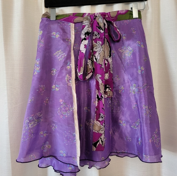 Boho Silk Floral Wrap Skirt - Picture 4 of 6